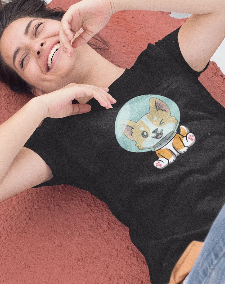 Playera de Mujer 1 Pza con Estampado de Perrito Astronauta | Playeras de Perritos | Pega Vinilo