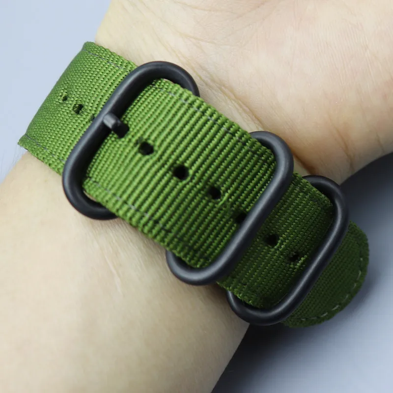 Men's Nylon Canvas Watch Strap with Weave Ring Buckle