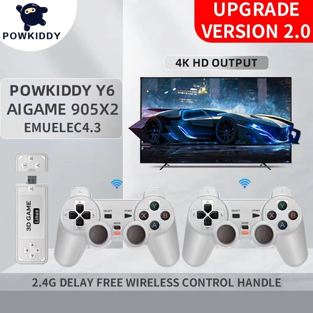 Powkiddy Y6 2.4G Wireless Game Tv Stick Retro PS1 Family Portable Video  Game Console 4K HD Support Multiplayer 10000 Games Gifts - AliExpress