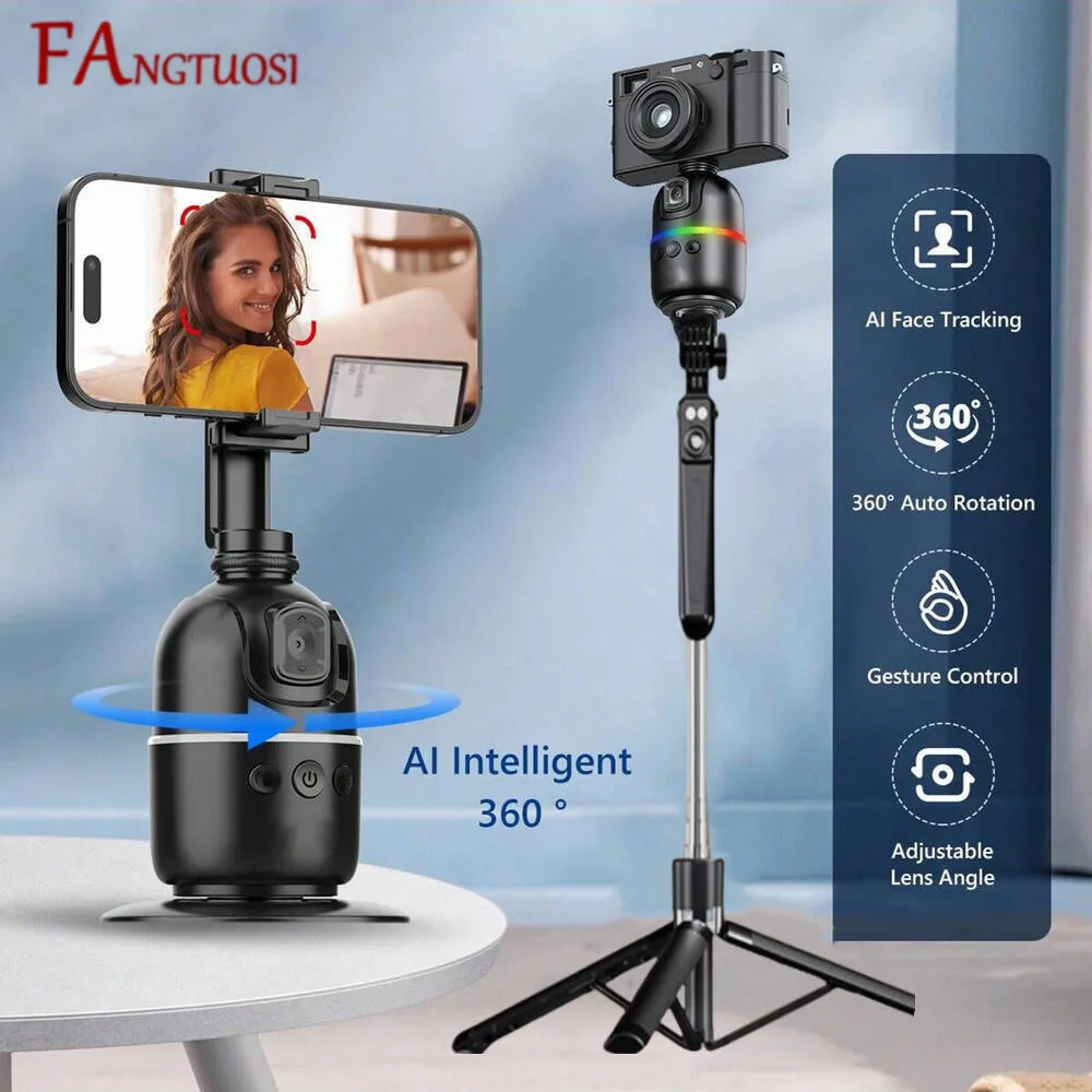 Enhanced Selfie Stick with 360° Auto Face Tracking & AI Gimbal for Videos and Live Streaming