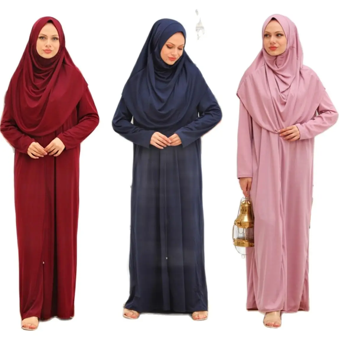 Zippered Prayer Dress black Turkish Muslim women's clothes 2022 Hijab Jilbab long djellaba dress Abaya khimar Islam dress Niqab