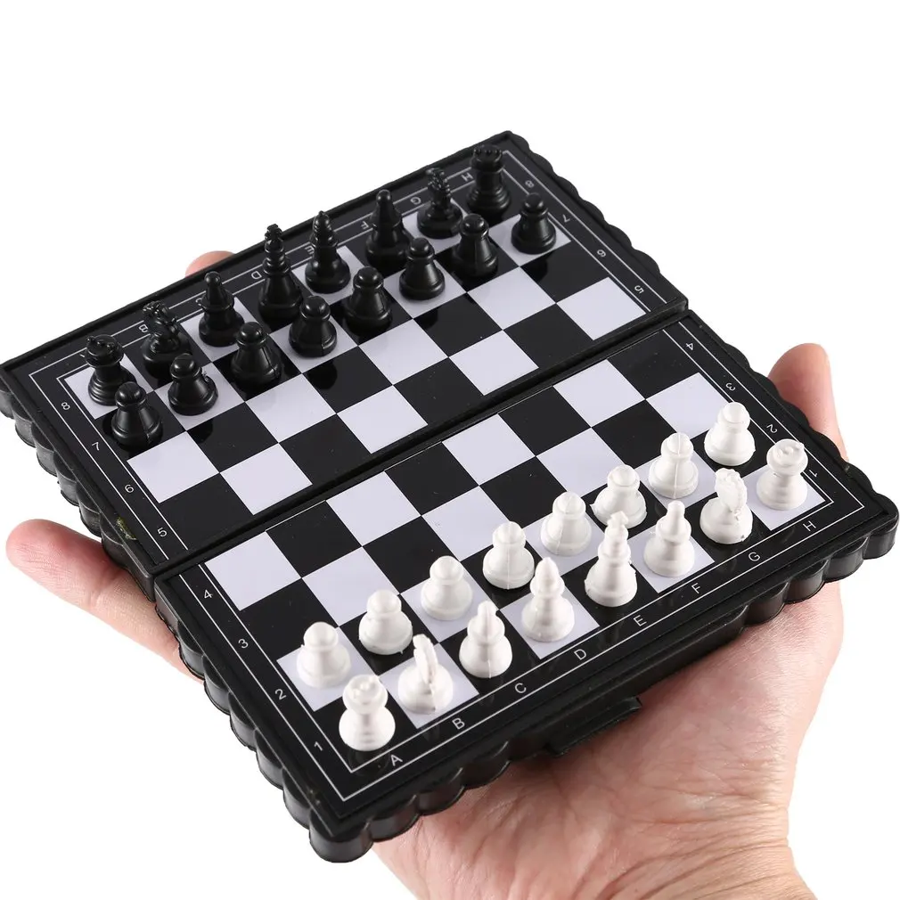Tragbare Schachfalten Magnetbrett Schachfiguren Spiel Set DIY Kinder 
