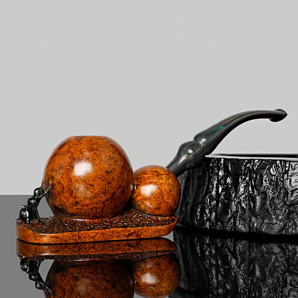 

MUIXIANG briar tobacco pipe, hand-carved pipe, briar root nodule production, colored Cumberland pipe mouth, 3mm pipe channel