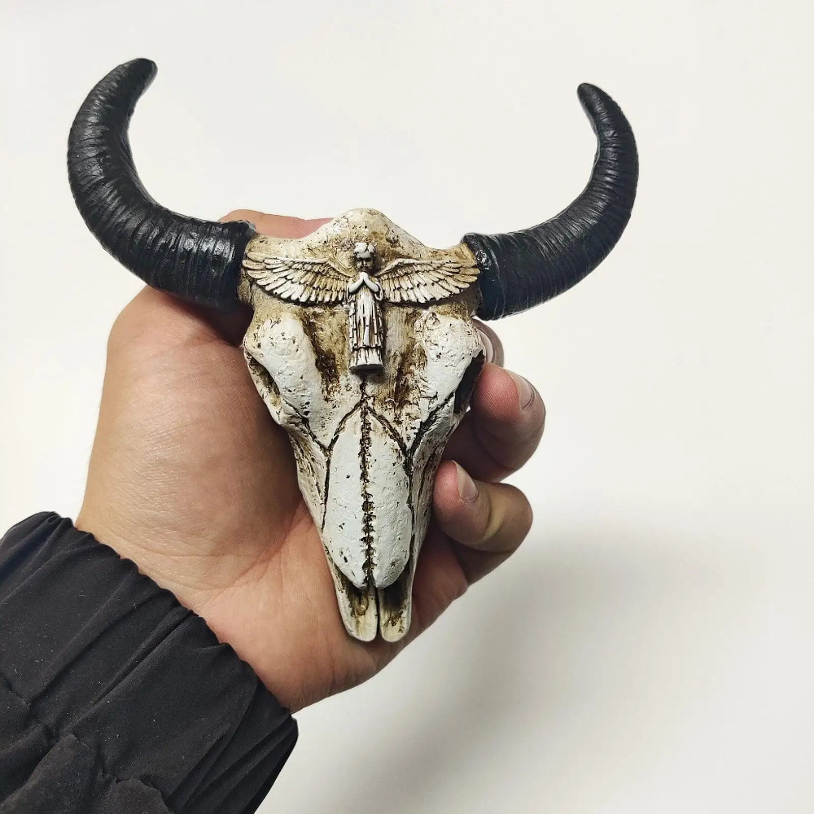 Testa Di Toro Con Lunghe Corna Yebutt, Scultura Murale In Resina, Stile Western/Nordico, 75x33 Cm, Arredo Fai Da Te