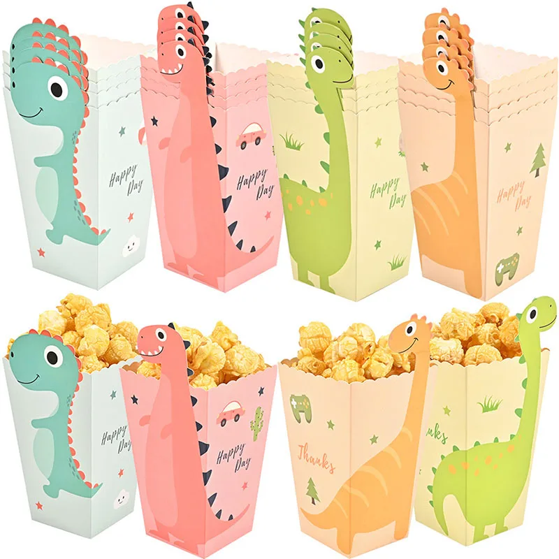12PcsDinosaurPopcornBoxTreatKidsBirthdayCookieBoxJungleParty