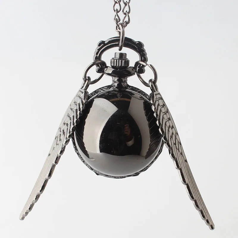 Charming Black Pocket Watch Necklace Pendant - Children's Quartz Timepiece Gift