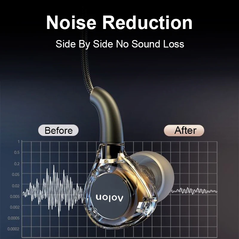 2025 Newest Wired Earphone With Microphone Hifi Music Monitor Bass Headphones Noise Cancelling Headset For Sport Gaming Earbuds 6