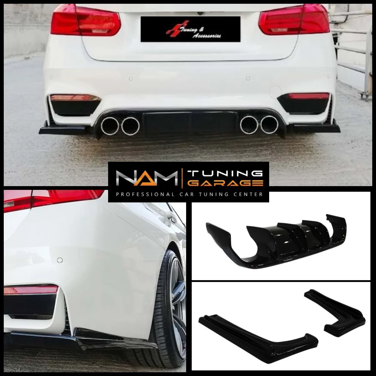 For BMW F30 3 Vorstainer Car Rear Bumper Lip Diffuser Spoiler Rear Side