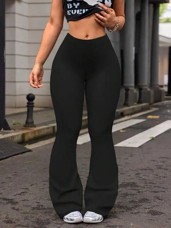 Women's High-Waisted Black Yoga Flared Pants Sexy Leggings Comfortable Stretchy Casual Trousers for Fitness And Exercise 4