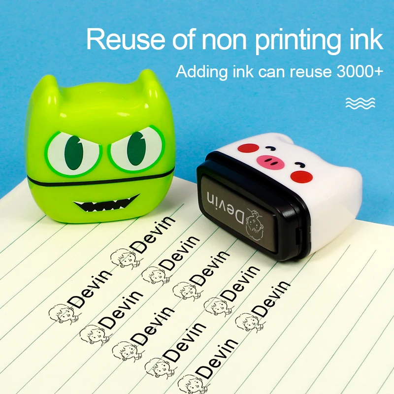Baby Name Stamp Children Teacher Cartoon Kindergarten All Language Name Student Clothes Non-fading Small Animal Inking