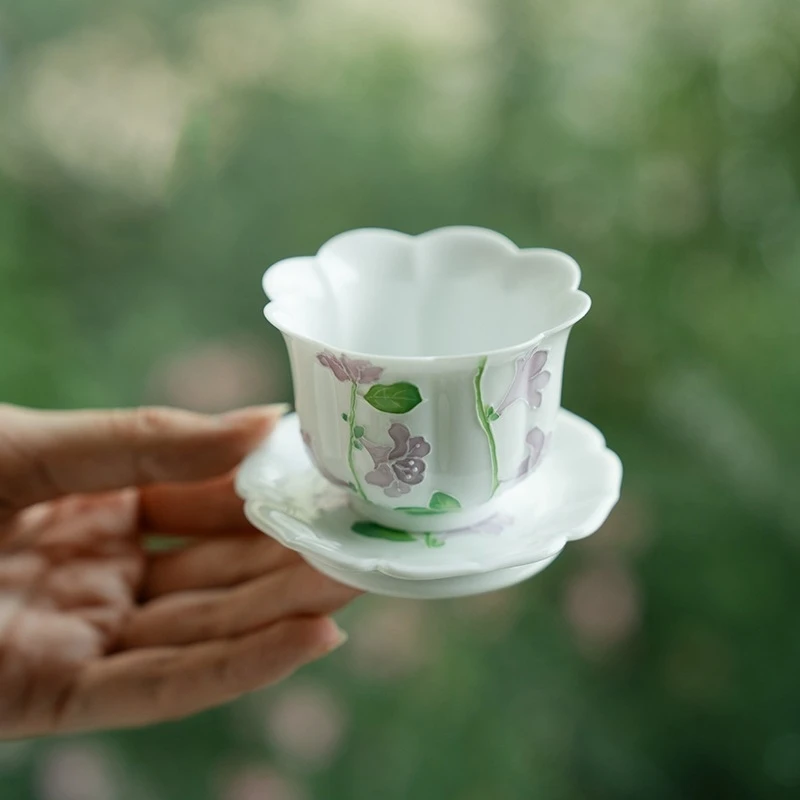 Hand Painted Lily Of The Valley Gaiwan Set For Tea Chinese Tureen White Tea Bowl Kung Fu Chawan Cups Lily Deng's Store