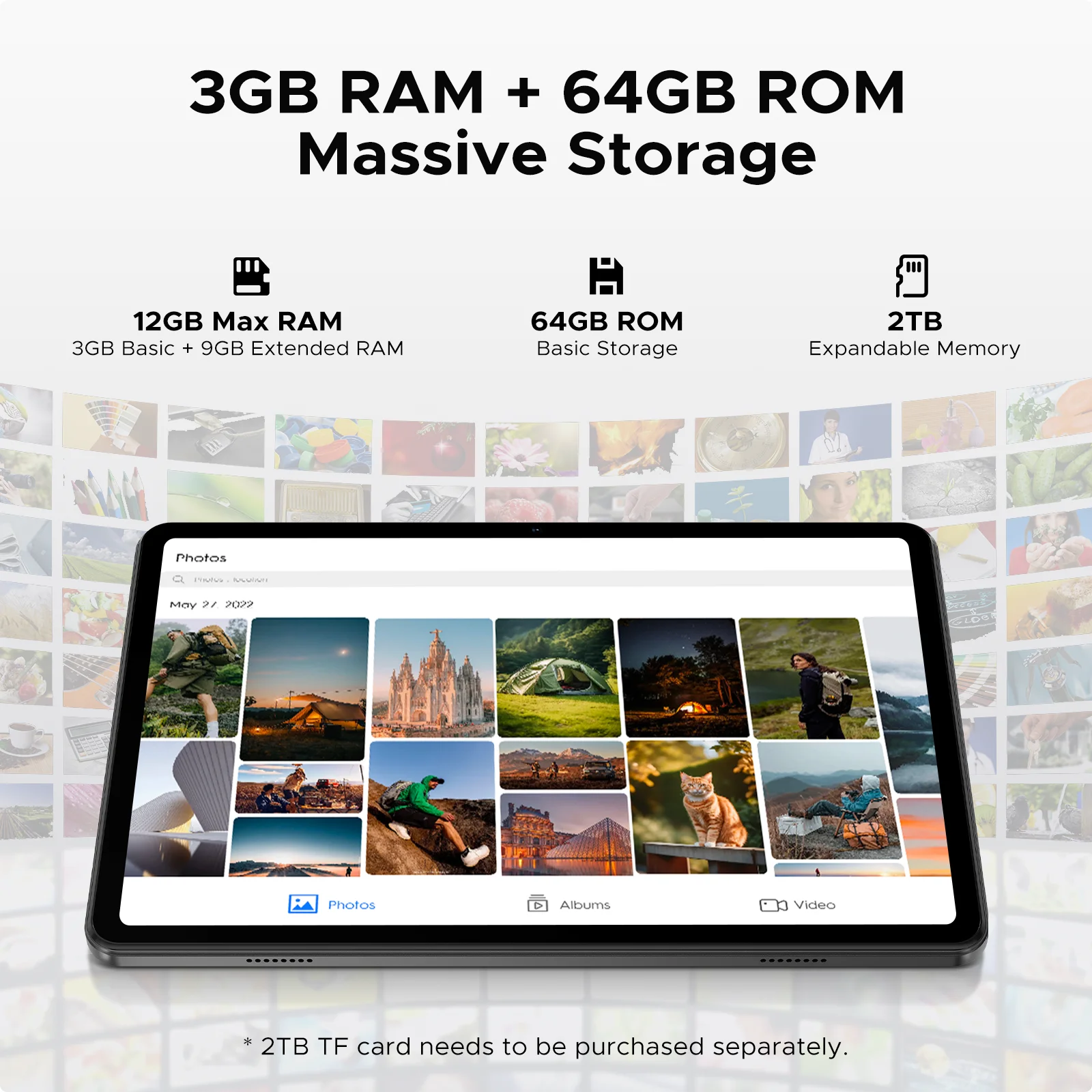 DOOGEE Tab A9 10 inch Android 16 Tablet 12GB+64GB/2TB TF 6580mAh Gaming Tablets 2.0GHz Quad Core 1280x800 IPS HD Dual Speakers 3