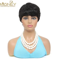 Perruques de cheveux humains droites courtes Bob couleur naturelle cheveux brésiliens Remy coupe de lutin perruque pas cher perruque de cheveux humains pour les femmes noires Misney 5