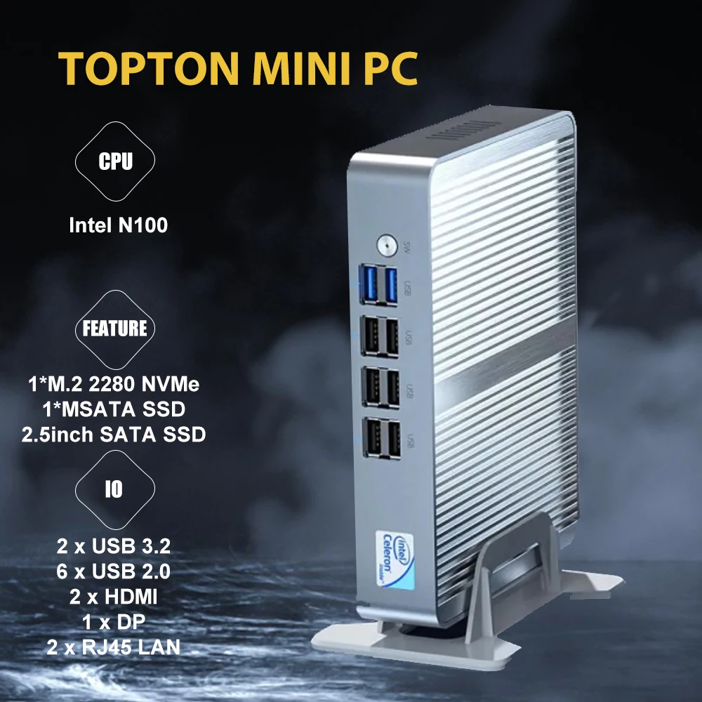 Topton-M4-Fanless-Mini-PC-Intel-N100-Windows-11-3xStorage-3x4K-Display ...