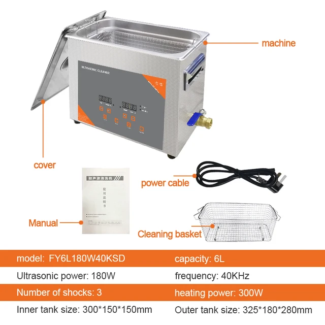 6L 180W Digital Ultrasonic Cleaner Bath Heated Timer For Vinyl Record