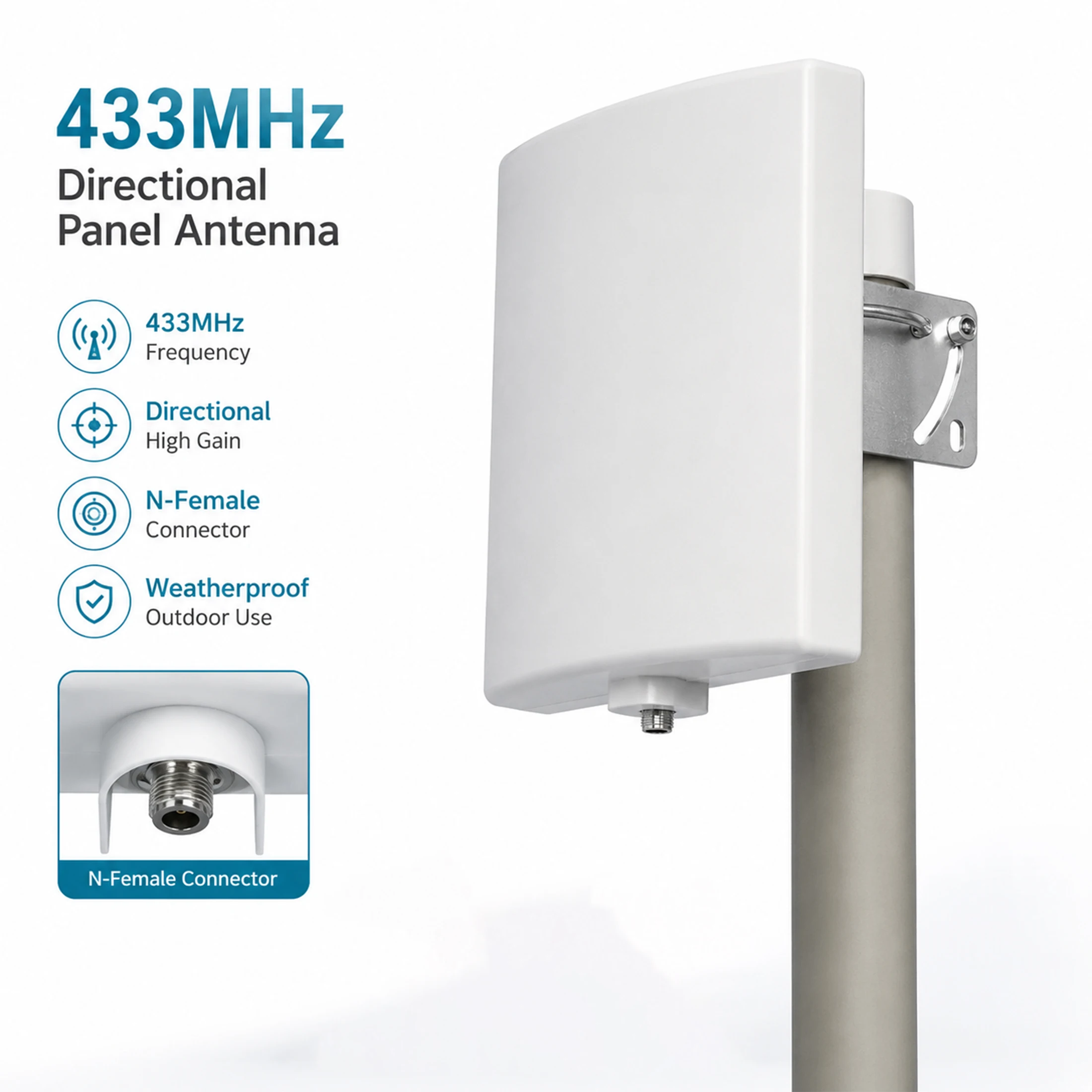 433MHz 초고주파 평판 안테나 9dBi, LoRaWAN NB IoT 호환 RFID ISM 주파수 대역 지원