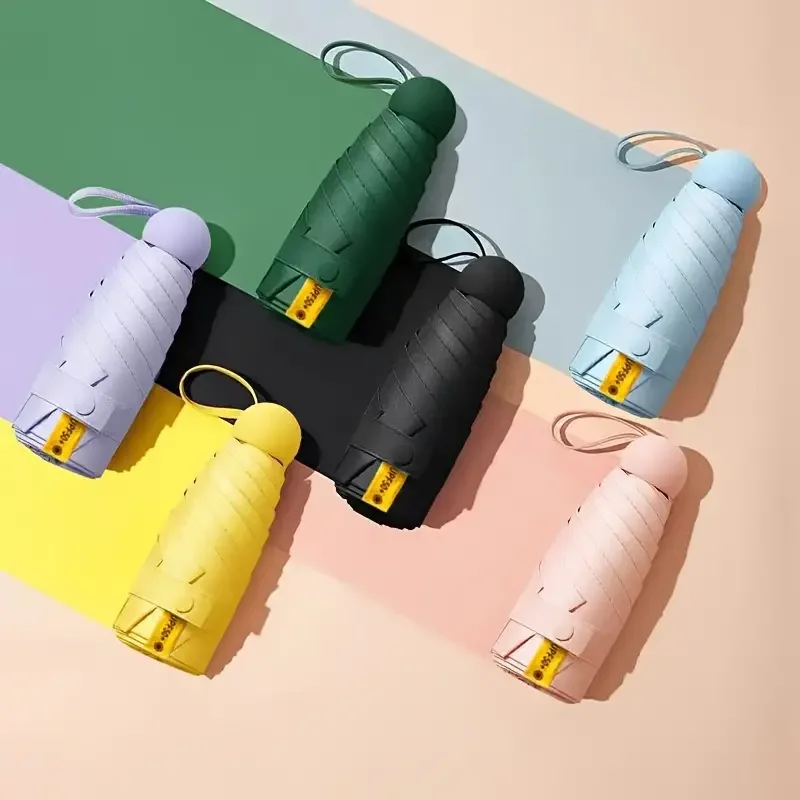 초경량 컴팩트 휴대용 캡슐 우산, UV 차단, 미니 5 단 우산