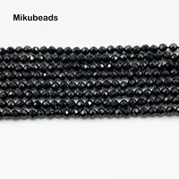 Wholesale (4strands) Natural Black Spinel 2mm Faceted Round Loose Beads Shinny Stone For Jewelry Making DIY Bracelet Necklace 1