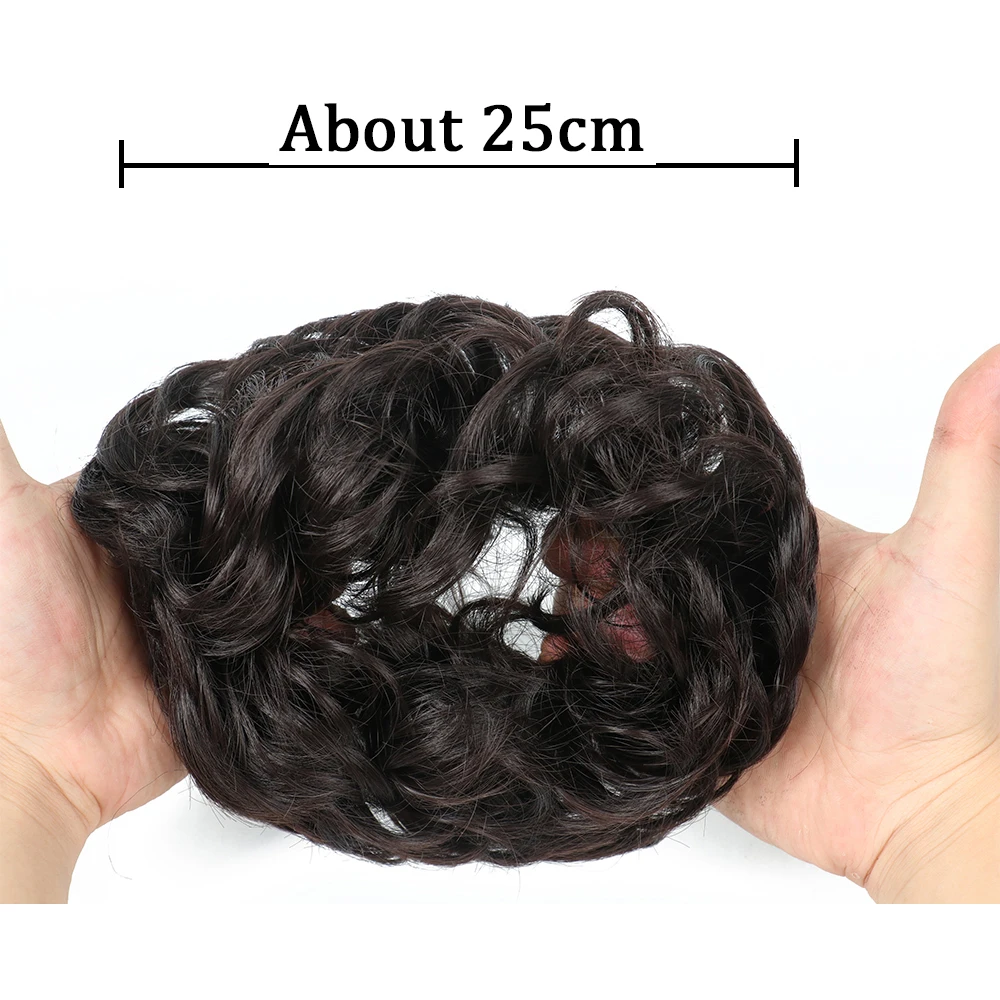 Hair Bun Extensions Synthetic Hair Bun Wig Donut Wavy Elastic Rubber Scrunchie Hair Pieces Ladies Extension Curly Wrap