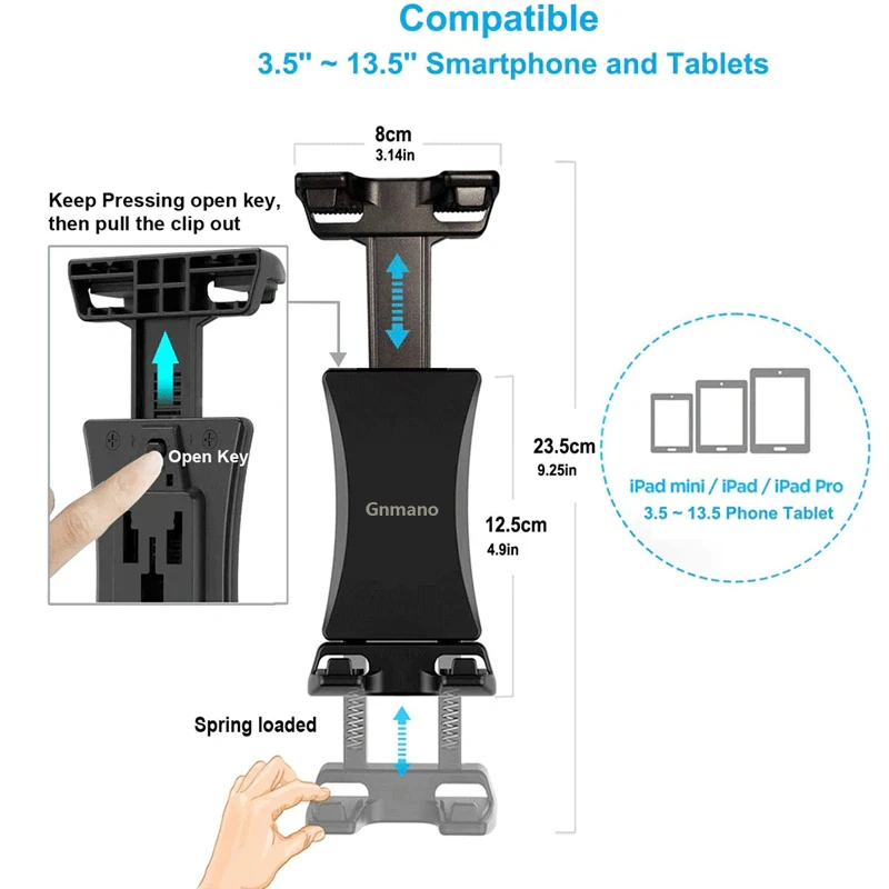 Bike Handlebar Clip, Sports Suporte Ajustável para iPad Pro, 4-13