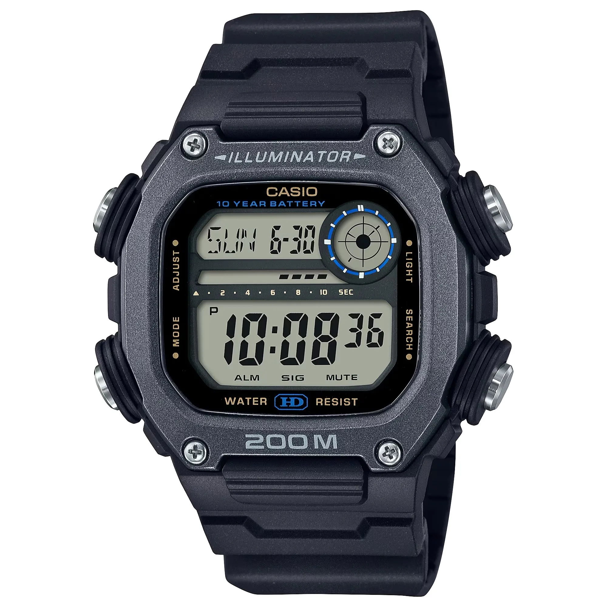 Orologio Sportivo Uomo Casio Dw-291Hx-1Av 10 Anni Batteria 200M Wr Hour World