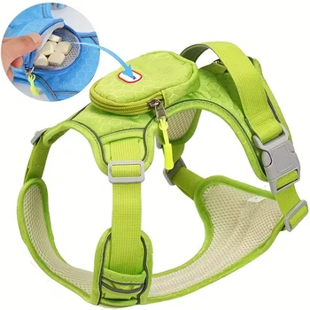 Pettorina per cani con attacco per zaino: vestibilità comoda e traspirante, design senza tirare, anello a D toracico rinforzato e sicurezza riflettente