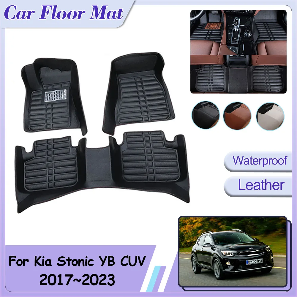 

Car Floor Mat for Kia Stonic YB CUV 2017~2023 Custom Leather Panel Liner Carpets Foot Parts Pads Covers Rug Interior Accessories