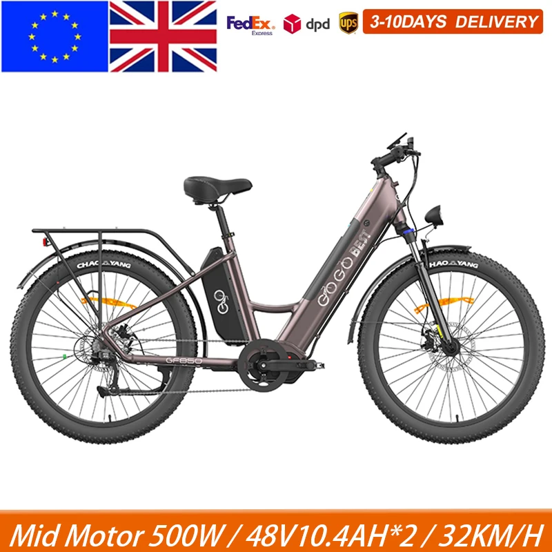 Gogobest Gf850 Electric Fat Tire Bike Dual 48 V10.4Ah Batteria 500W Mid Brushless Motor 7S Shifter Doppio Freno A Disco Mx 32 Km/H