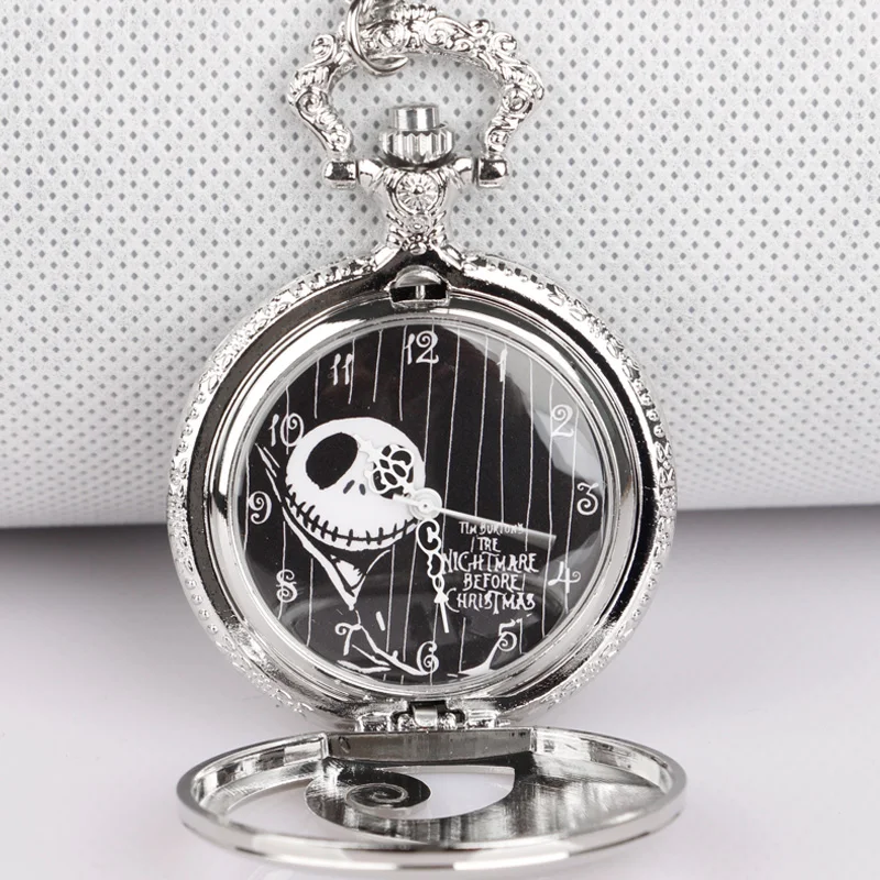 Steampunk Hollow Skeleton Quartz Pocket Watch For Men Women Arabic Numerals Display Clock Chain Watches Popular Gift Silver