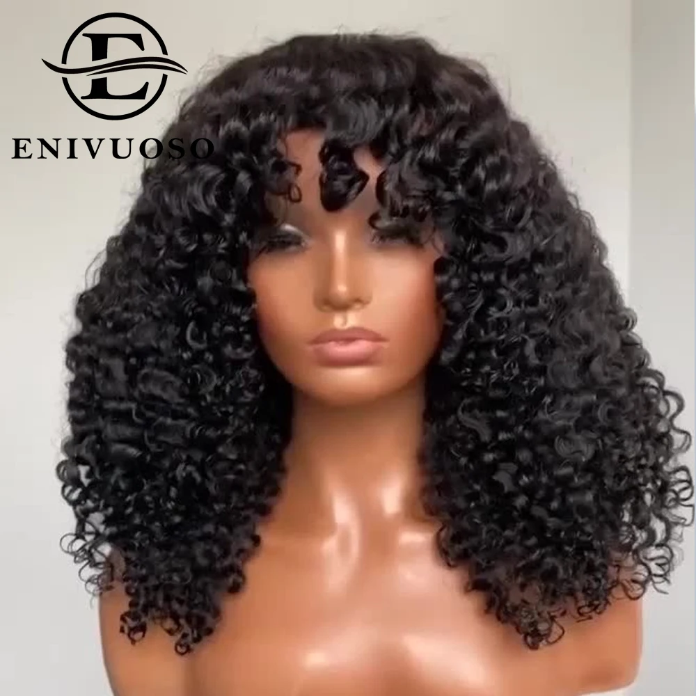 

Kinky Curly Short Pixie Bob Cut Wigs With Bang Natural Black Curly Human Hair Wigs For Black Women Perruque Cheveux Humain Wig