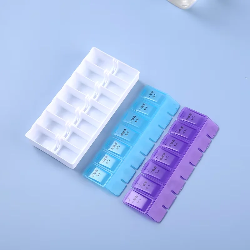 Travel Pill Case 7 Days 14 Grids Pills Container Storage Tablets Drug Vitamins Medicine Fish Oils