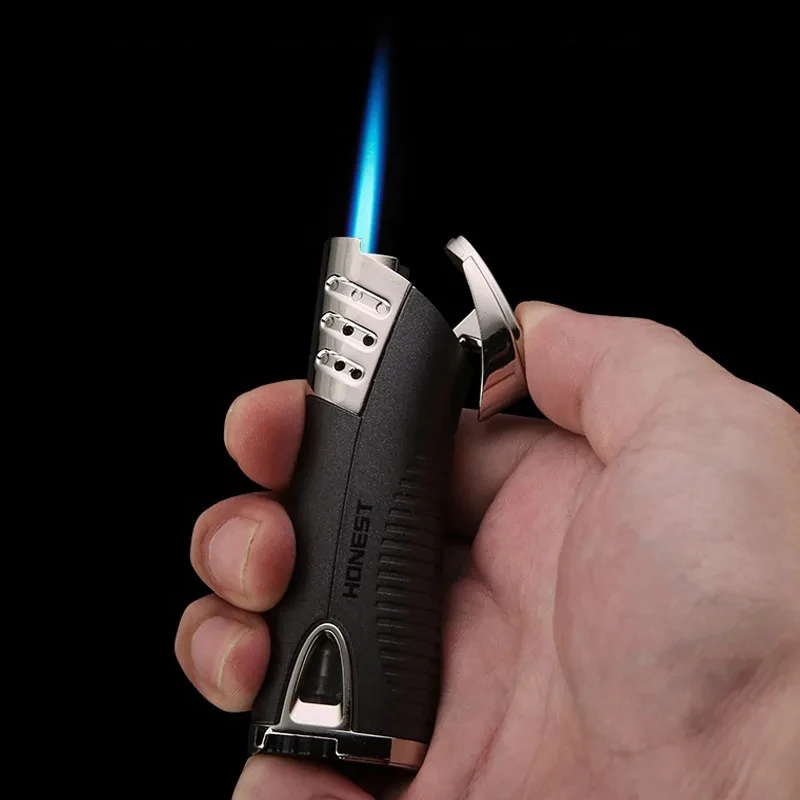 

Dahe Windproof Lighter Inflatable Gas Creative Personality Direct Charge Cigar Lighter Light Moxibustion Blue Flame Men's Gift