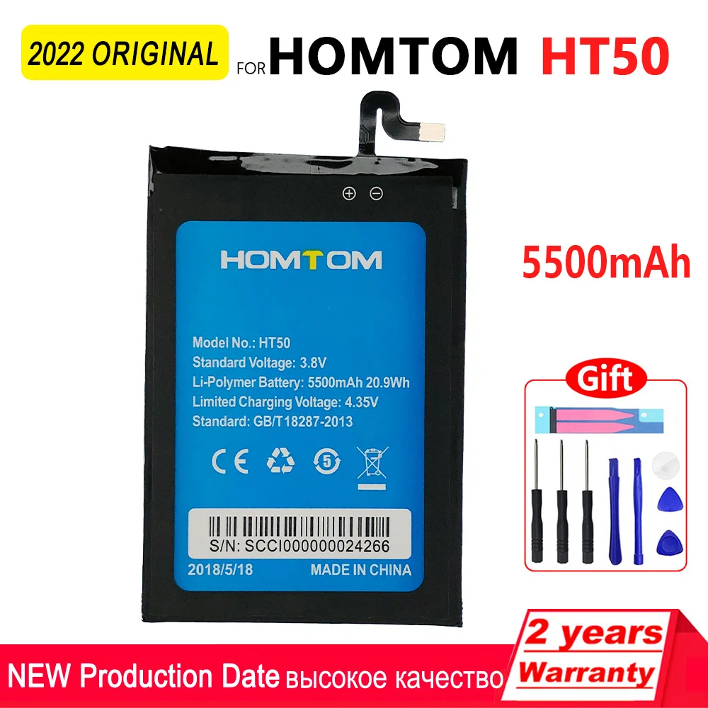 100 Original Rechargeable Phone Battery For Homtom HT50 HT70 S8 S55