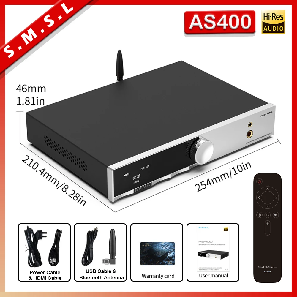 SMSL AS400 パワーアンプ DAC ヘッドフォンアンプ MQA-CD MM フォノ