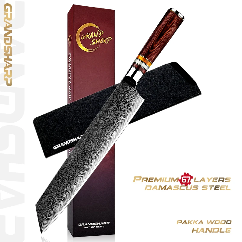 

Japanese Chef Knife 9.5" Kitchen Knives 67 layers Japanese Damascus Stainless Steel Home Cooking Tool Gift Box Scabbard NEW
