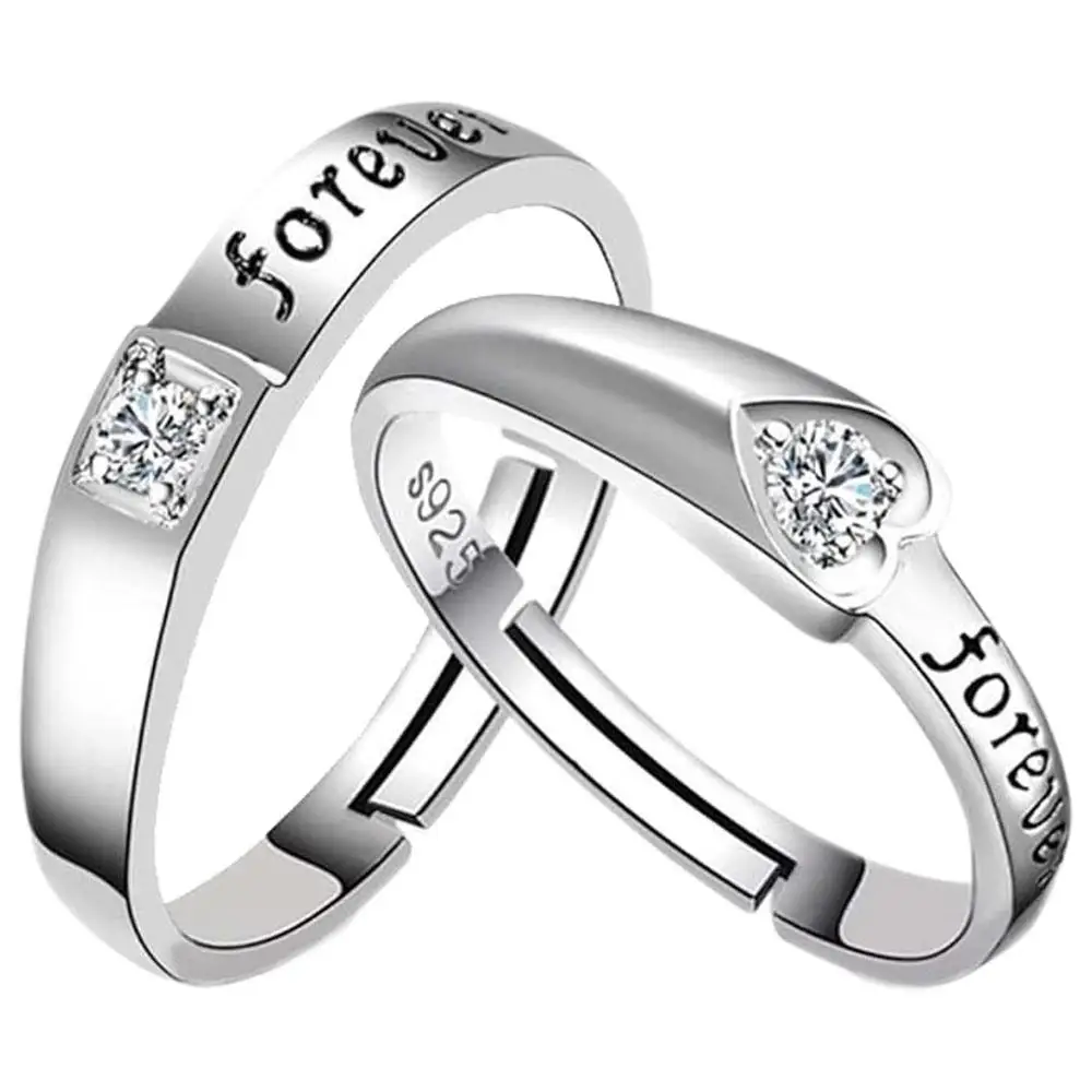 Anillos de Promesa, MXLVW-001, 1Par, S925, 2Pzas, Talla 1x6.5 y 1x8mm, 16.9 y 18.2Ø, Circunferencia 53 y 57mm, Circonia/Plata., Argollas Bonitas