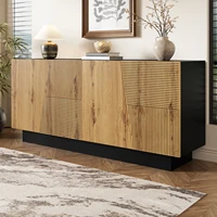Anajqaqia Armoire de rangement 160 cm, buffet avec grand espace de rangement, design géométrique et étagère réglable 3