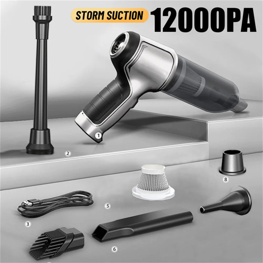 12000PaWirelessCarVacuumCleanerStrongSuctionHandheldAutoVacuum