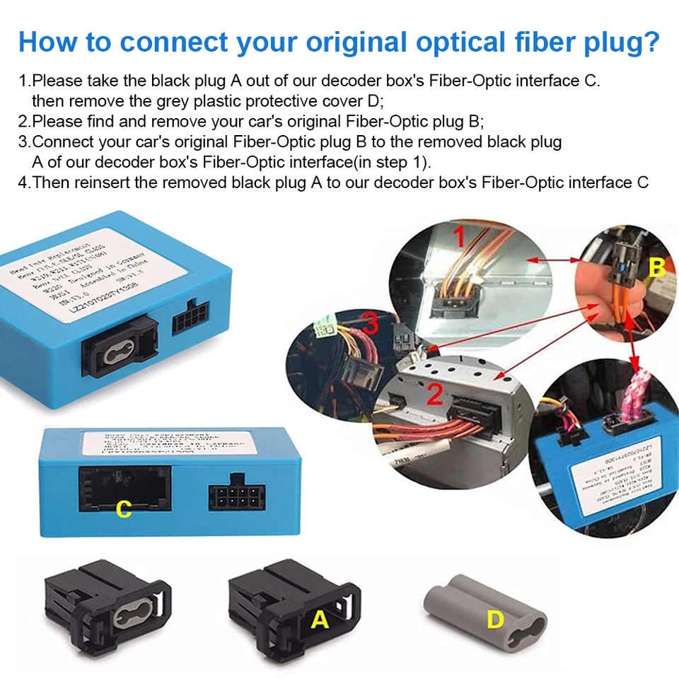 Caja Decodificadora De Fibra Óptica Para Mercedes-Benz - Compatible Con CLS/E/SL/CLK/CL (2003-2008), Sistema MOST (COMAND APS NTG 1) | Adaptador Plug-and-Play