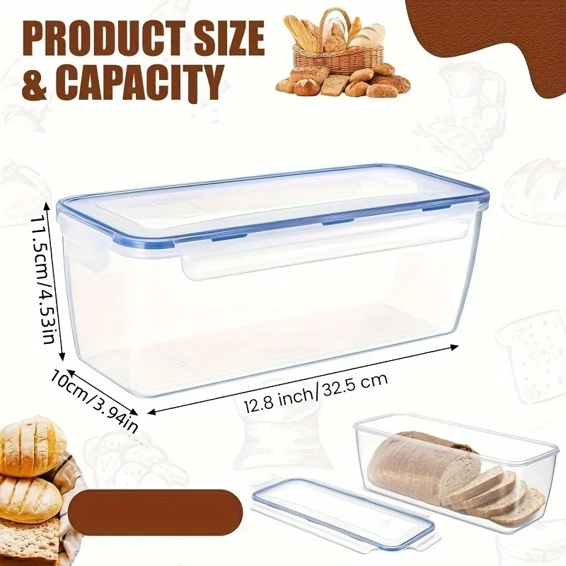 Plastic Bread Storage Box Airtight Food Storage Container Sandwich Bread Keeper with Lid Loaf Bread Container Kitchen Organizer 6