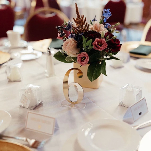 Ślub lustro złoty stół numery DIY romantyczne złoto złoty stół znak kartka  do ustawienia na ślub dekoracja urodzinowa - AliExpress