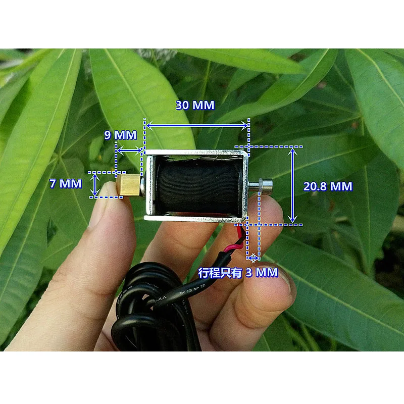 DC 6V-12V 흡입식 푸시풀형 프레임형 DC 솔레노이드 전자석 스트로크 3mm