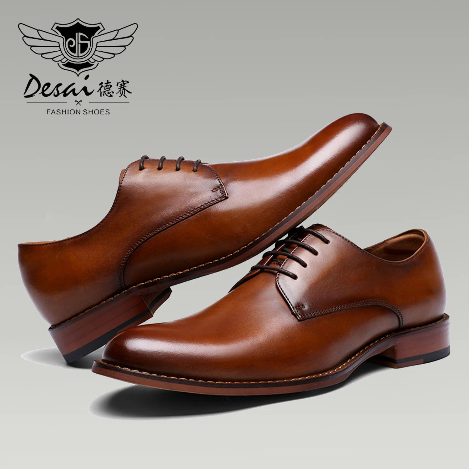 DESAI Derby Mens Dress Shoes Formal Business Lace-up Full Grain