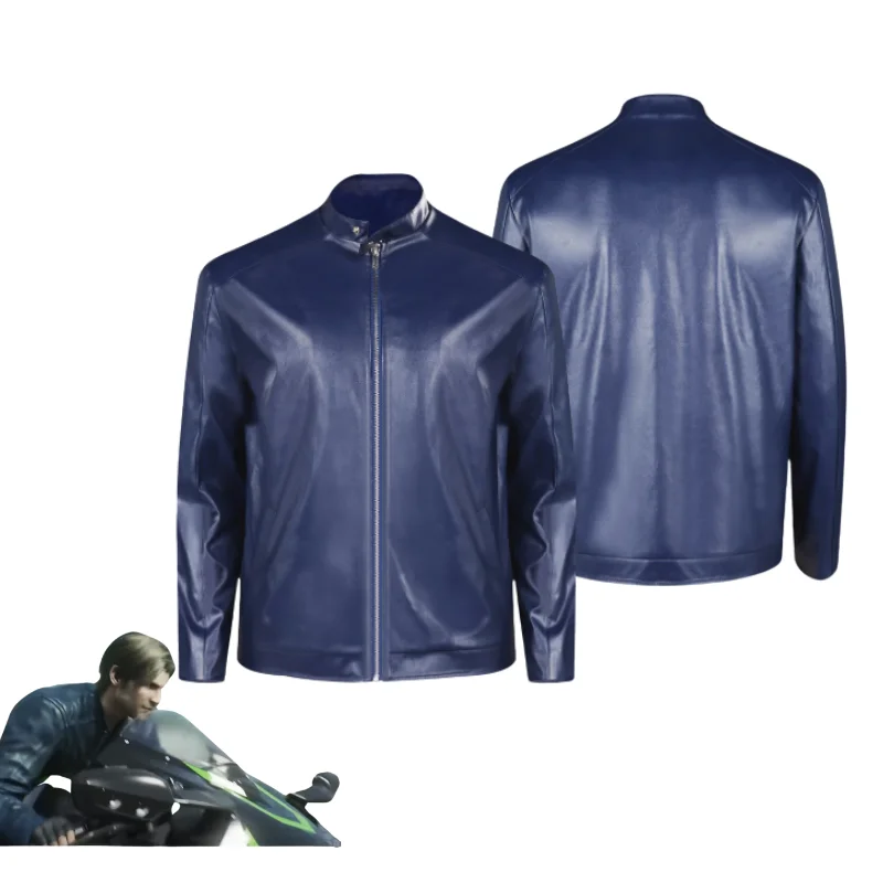 

Biohazard Resident Death Island Leon S Kennedy Evil Cosplay Costume Blue Jacket for Men Casual Outfit Halloween Disguise Suit