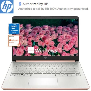 HP 14Inch Slim Business Laptop,Intel Celeron N4120,16GB RAM,384GB Storage(128GB eMMC+256GB Micro SD),1-Year Office 365,Rose Gold