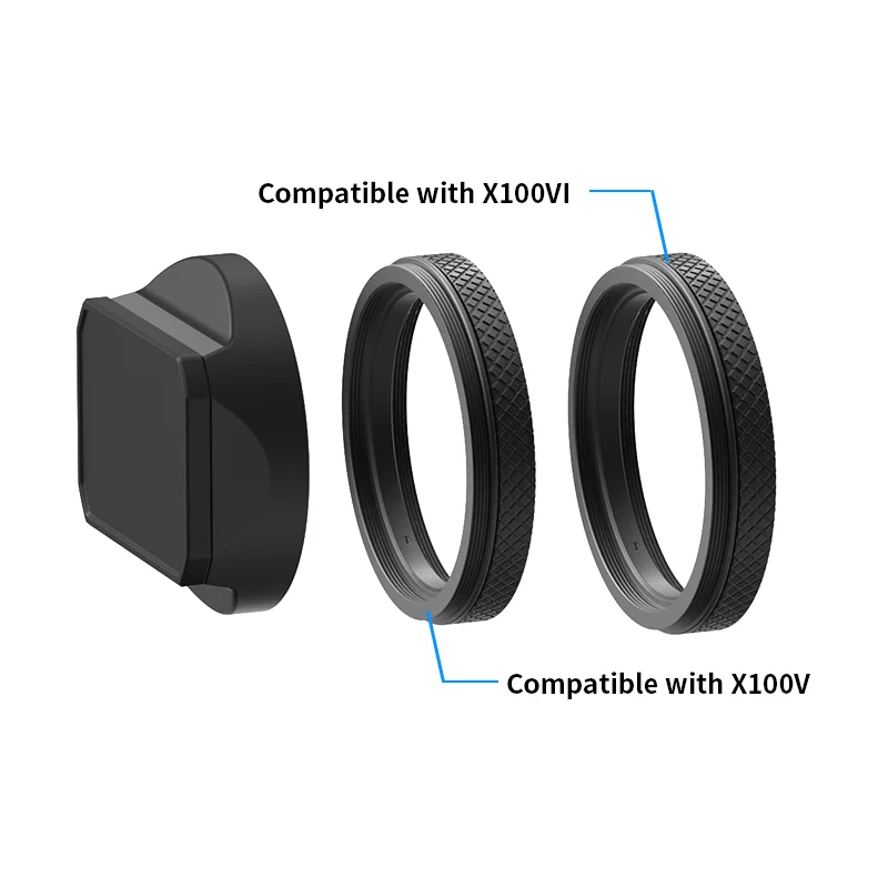 YC ONION レンズフード X100V X100VI ブラック アルミニウム YC Onion FujifilmX100V X100VI 用レンズフードシェード