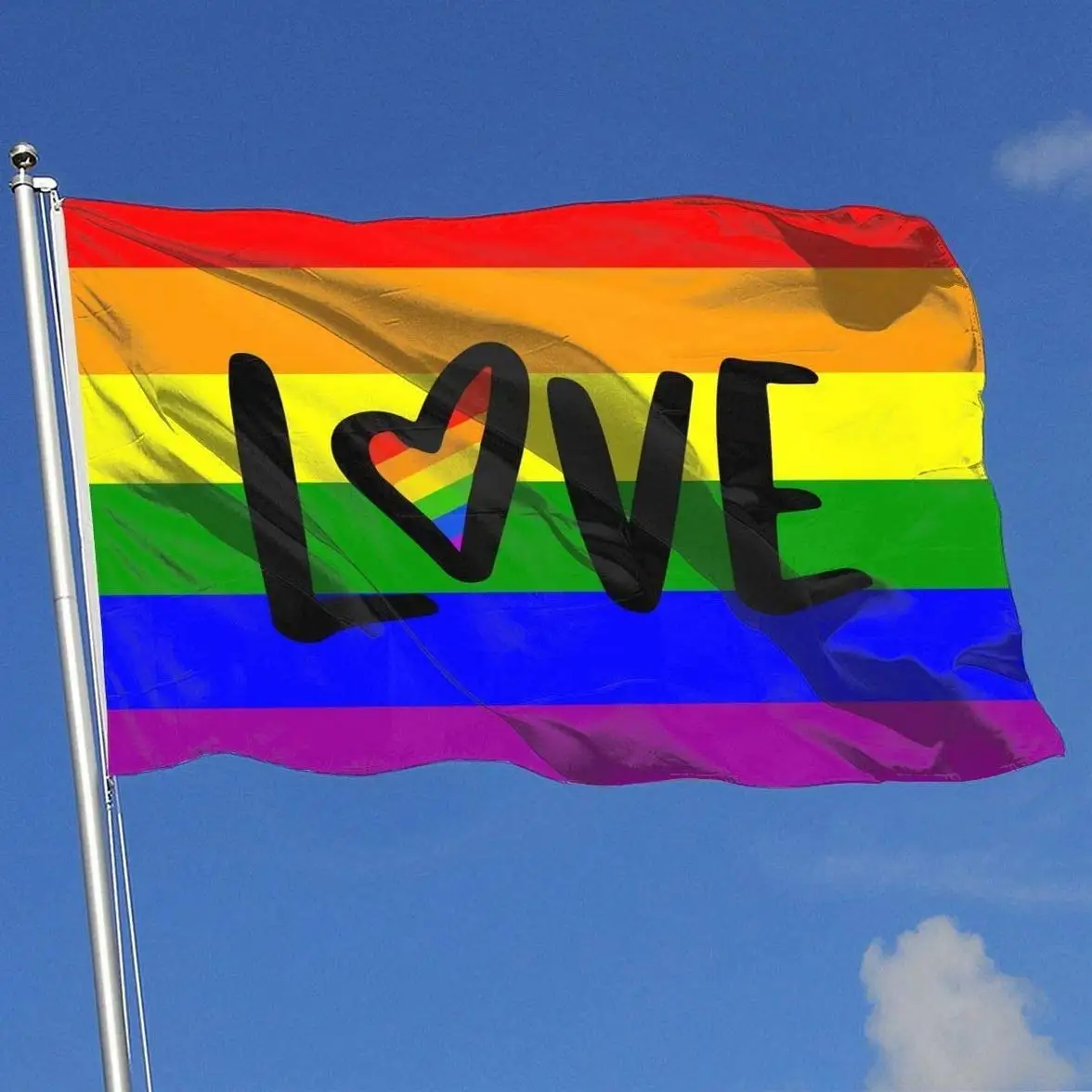 

Flagnshow 100% Polyester Love Gay Pride Heart Flag