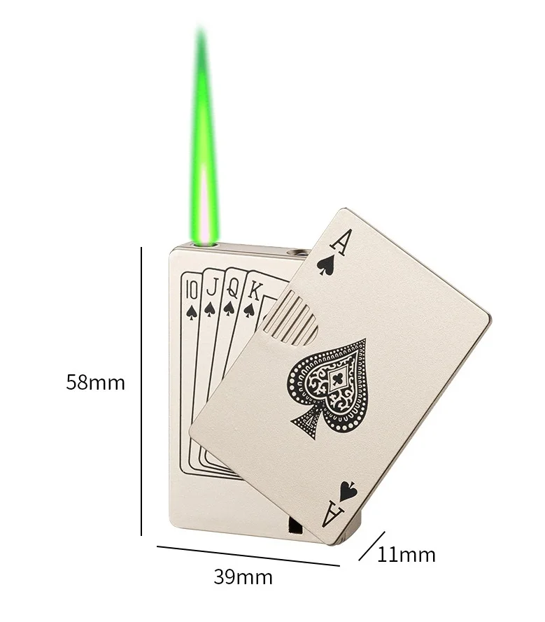 Creative Lighter Metal Playing Card Joker Inflatable Green Flame