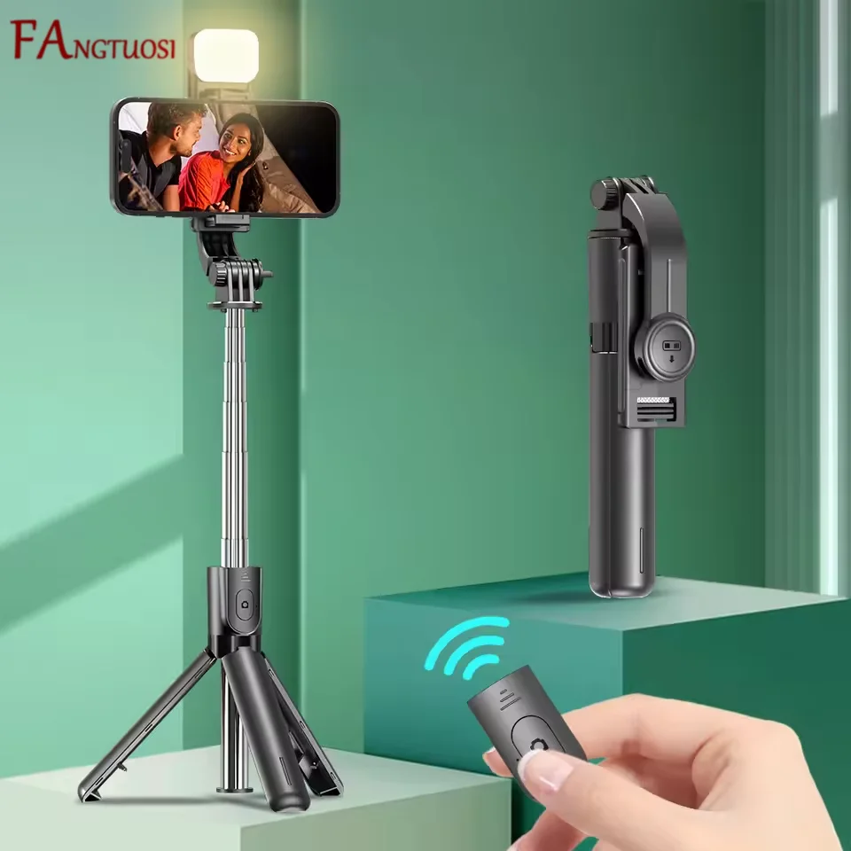 Bluetooth Selfie Stick Tripod Desktop Stand Phone Holder Wireless Remote Shutter for iPhone Android Option with Fill Light