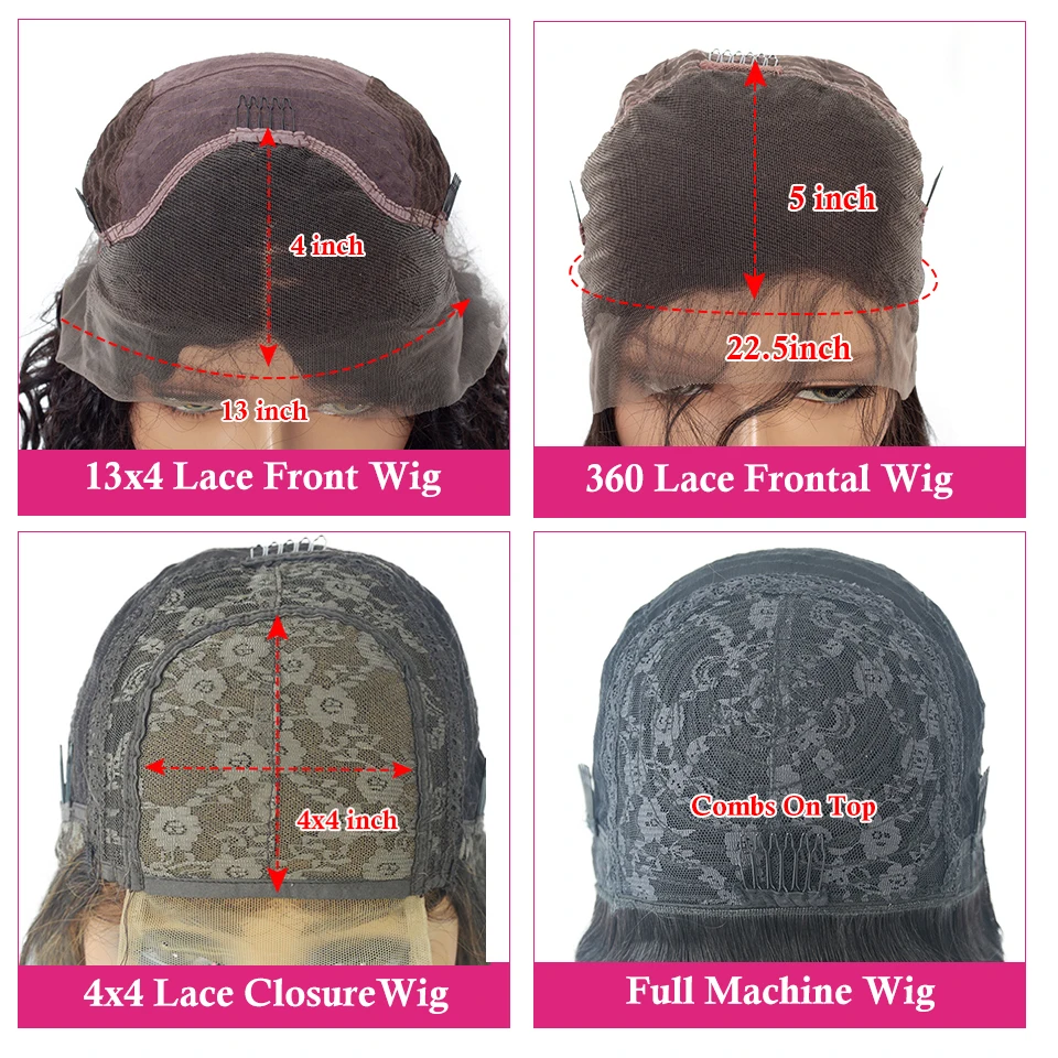 13x4 Straight Wavy Frontal Lace Wigs For Women Pre Plucked Human Hair Wig Remy 360 Lace Wig 150% Density Daily Use